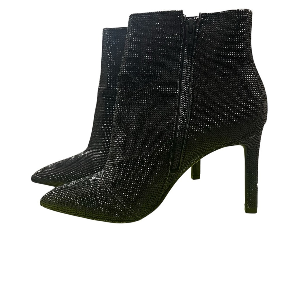 Gianni Bini Black Annina sparkle embellished Ankle Bootie with zipper size 8.5